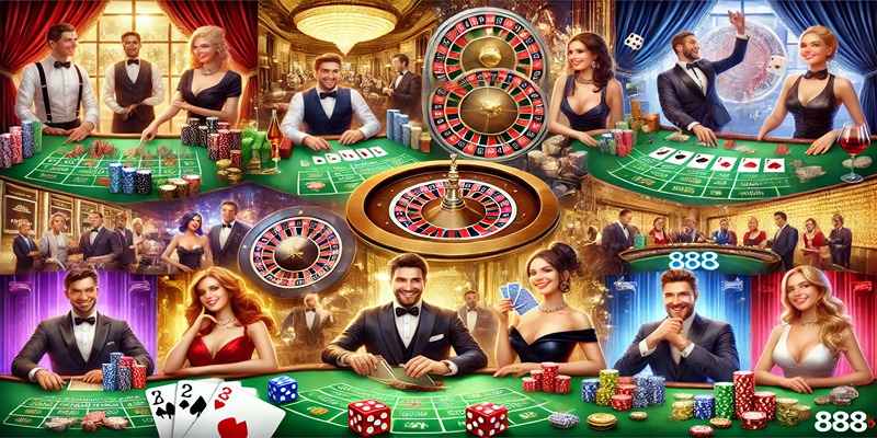 Khám phá các trò chơi Live Casino hấp dẫn tại 888b như Baccarat, Roulette