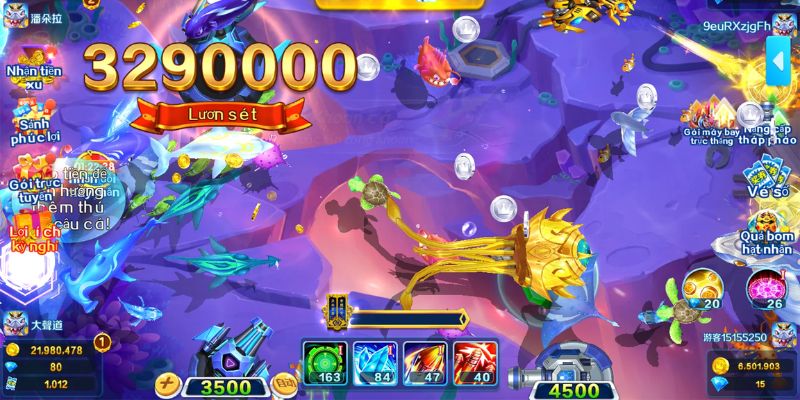 Sảnh game có sự xuất hiện của đa dạng các loài cá và sinh vật